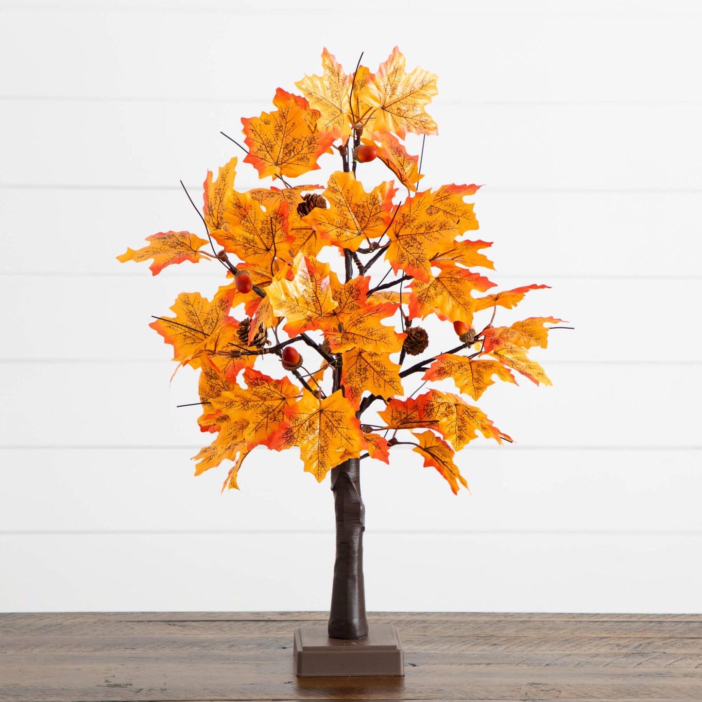 2' Pre-Lit Autumn Maple artificial tree with acorns and pinecones, 18 warm white LEDs on Tampa Home & Garden Store