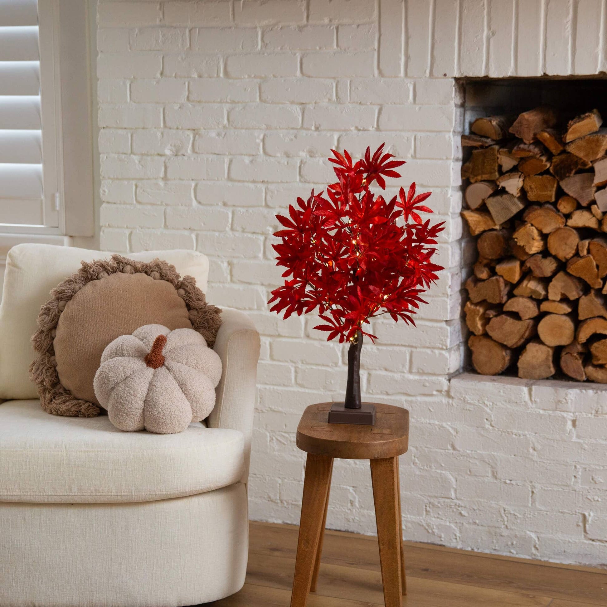 Nearly Natural 2' Red Autumn Maple artificial tree with 50 warm white LEDs and detachable base on Tampa Home & Garden Store
