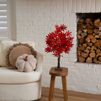 Nearly Natural 2' Red Autumn Maple artificial tree with 50 warm white LEDs and detachable base on Tampa Home & Garden Store