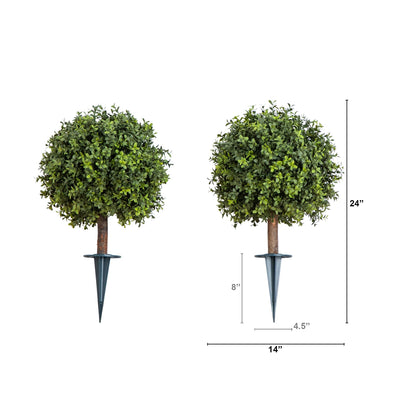 Nearly Natural 2' UV-resist boxwood topiary with integrated stake indoor/outdoor set of 2 on Tampa Home & Garden Store