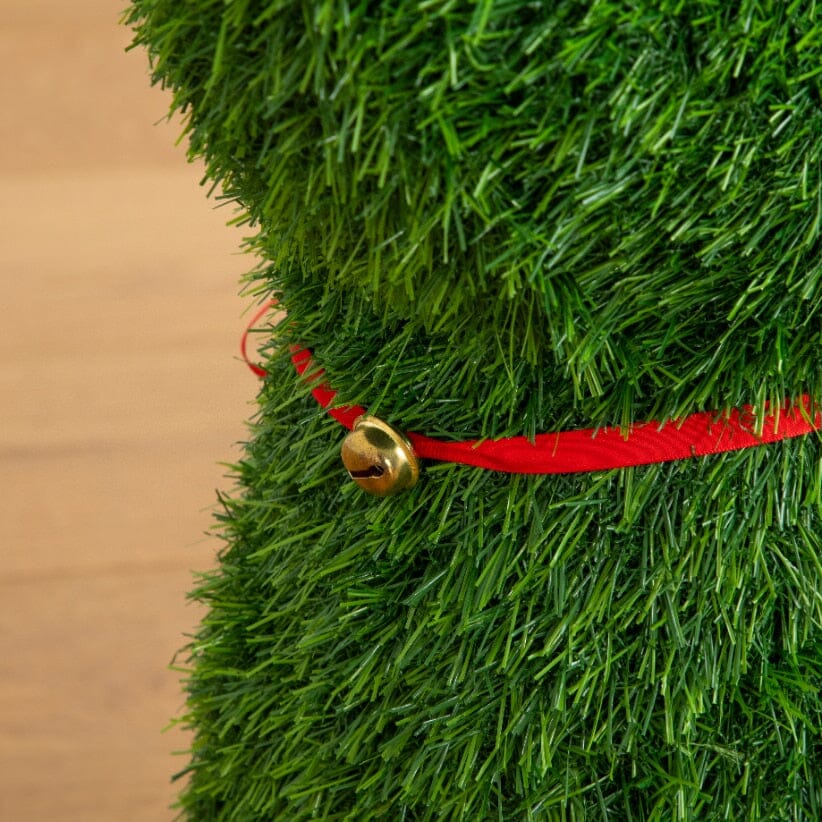 2' UV-resistant artificial Christmas grass topiary reindeer with red ribbon and gold bell by Nearly Natural on Tampa Home & Garden Store