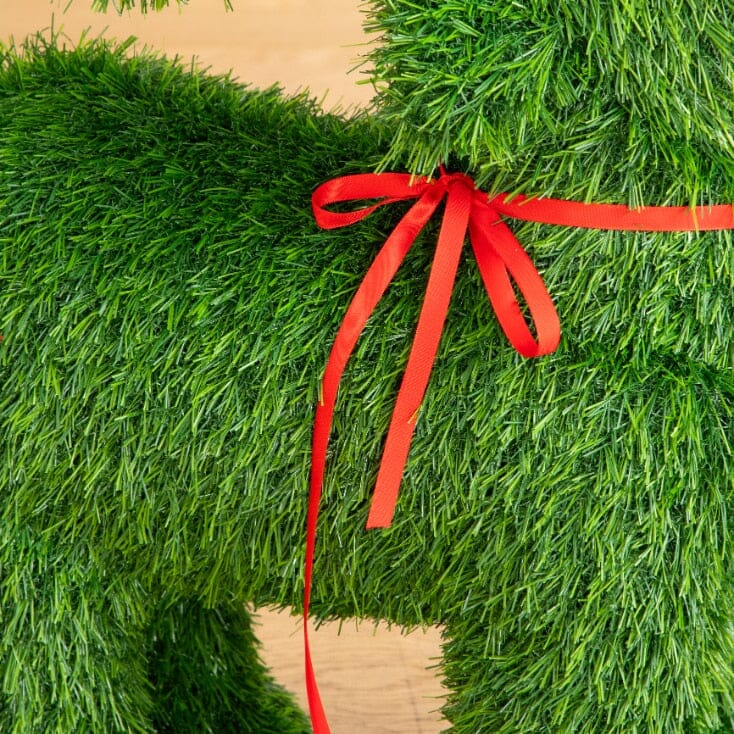 2' UV resistant artificial Christmas grass topiary reindeer, Nearly Natural, red ribbon on Tampa Home & Garden Store