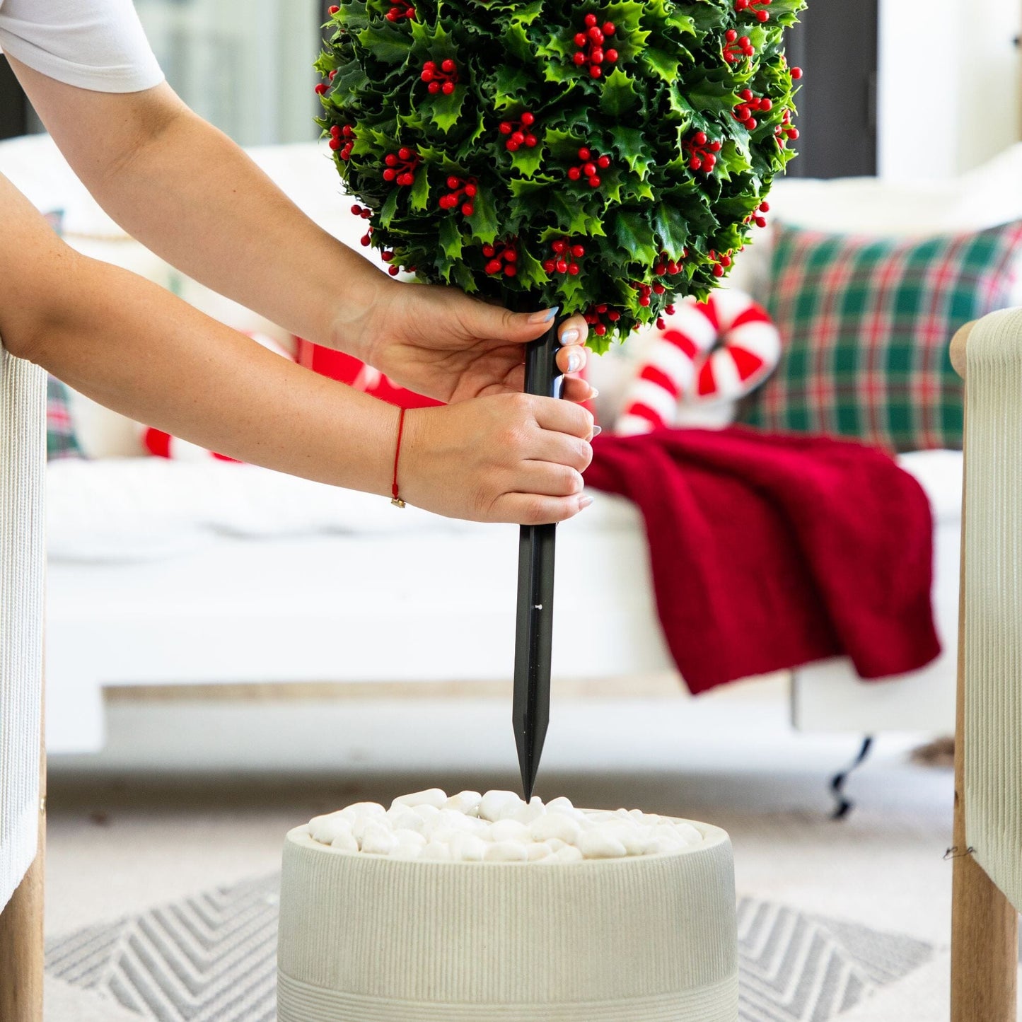 Holly Berry Christmas Ball with Ground Stake 2' UV Resistant Indoor/Outdoor Nearly Natural on Tampa Home & Garden Store