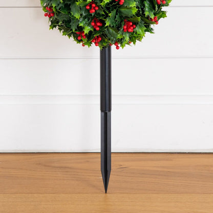2 ft UV resistant holly berry Christmas ball on stake by Nearly Natural indoor outdoor on Tampa Home & Garden Store