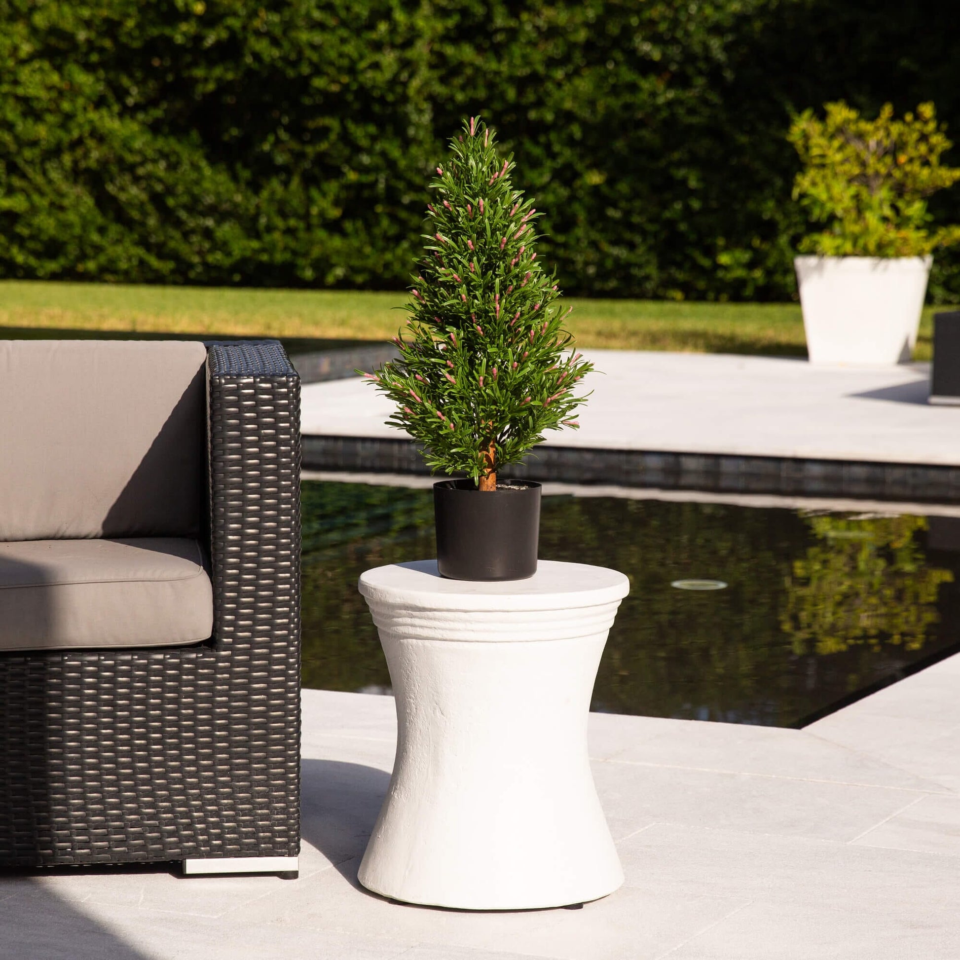 2' Rosemary Cone Topiary in black pot with green foliage indoor/outdoor by Nearly Natural on Tampa Home & Garden Store