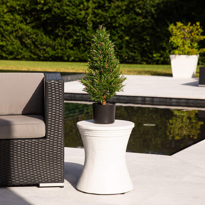 2' Rosemary Cone Topiary in black pot with green foliage indoor/outdoor by Nearly Natural on Tampa Home & Garden Store