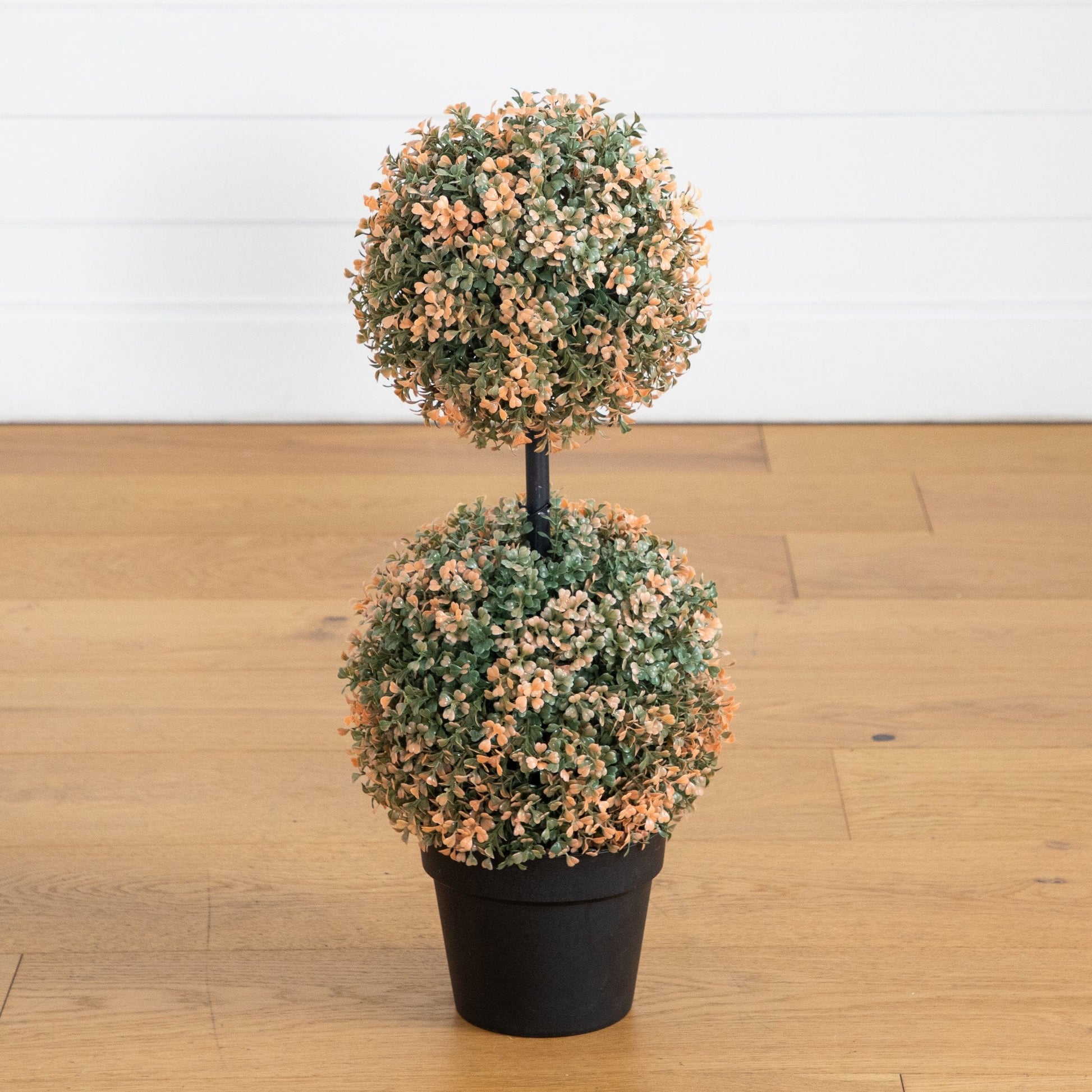 Boxwood topiary tree, Nearly Natural 2ft UV-resistant autumn double-ball, indoor/outdoor on Tampa Home & Garden Store