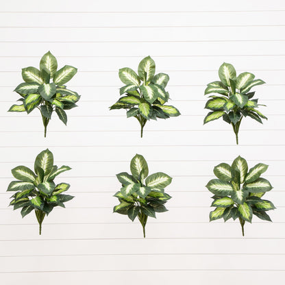 Dieffenbachia plant set of 6, artificial with variegated green leaves by Nearly Natural on Tampa Home & Garden Store