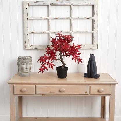 20in Autumn Maple Bonsai artificial tree by Nearly Natural with red maple leaves in a small pot on Tampa Home & Garden Store