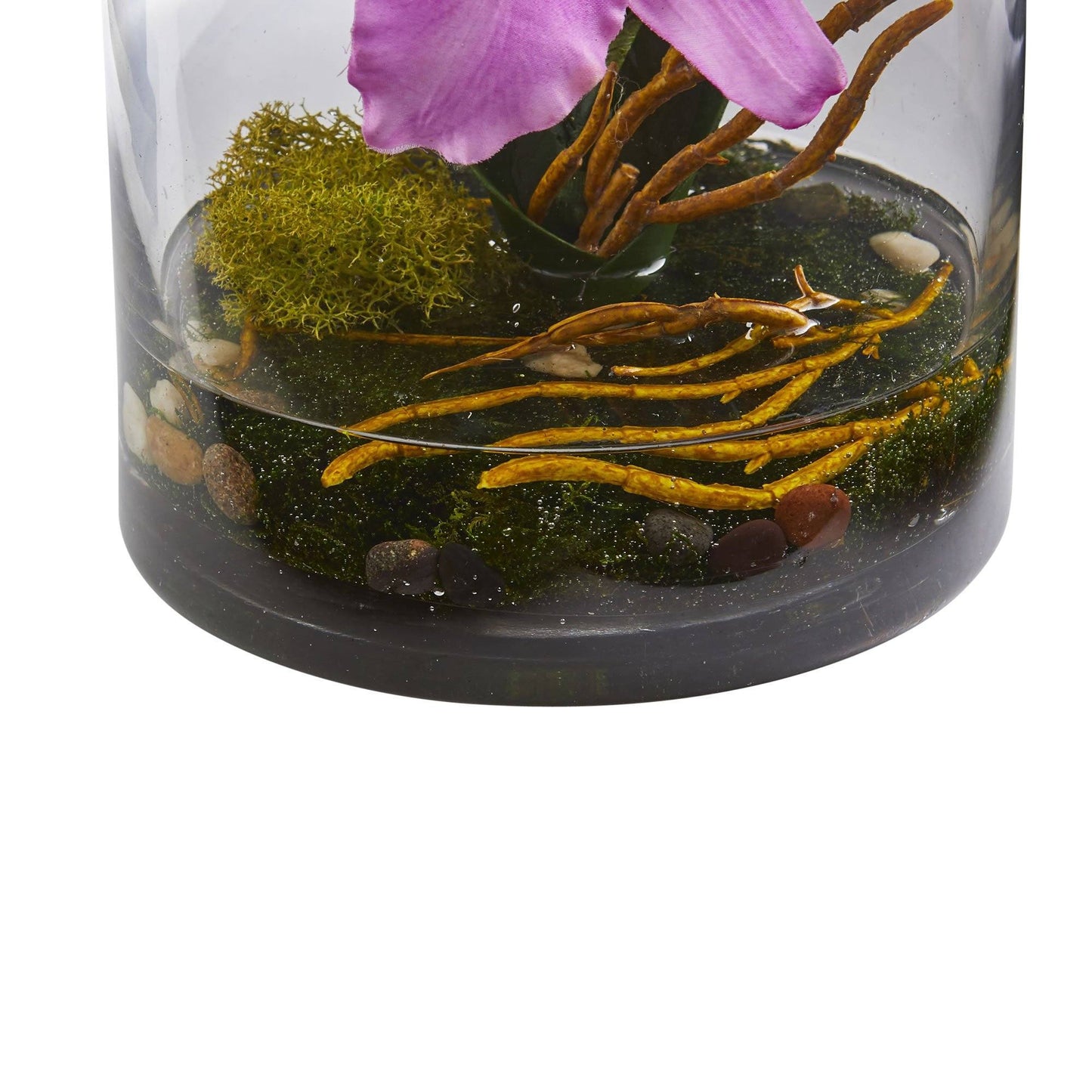 Arrangement floral artificiel d'orchidées Cattleya de 20 pouces dans un vase cylindrique