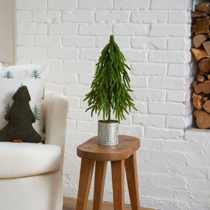 Nearly Natural 20-in artificial Norfolk Island Pine in a metal Christmas tin planter on Tampa Home & Garden Store
