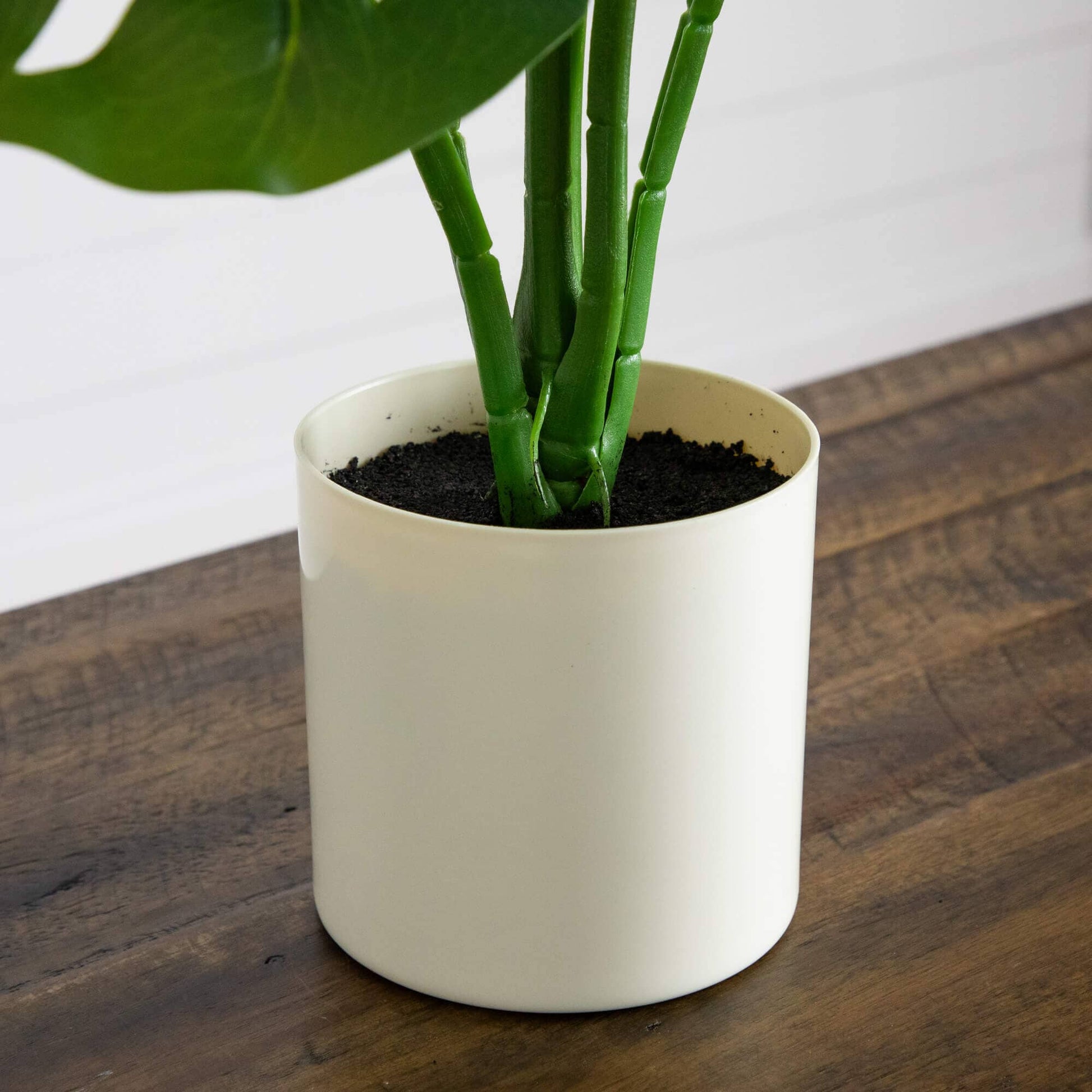 20-inch artificial Swiss Monstera plant in white planter, green leaves, Nearly Natural on Tampa Home & Garden Store