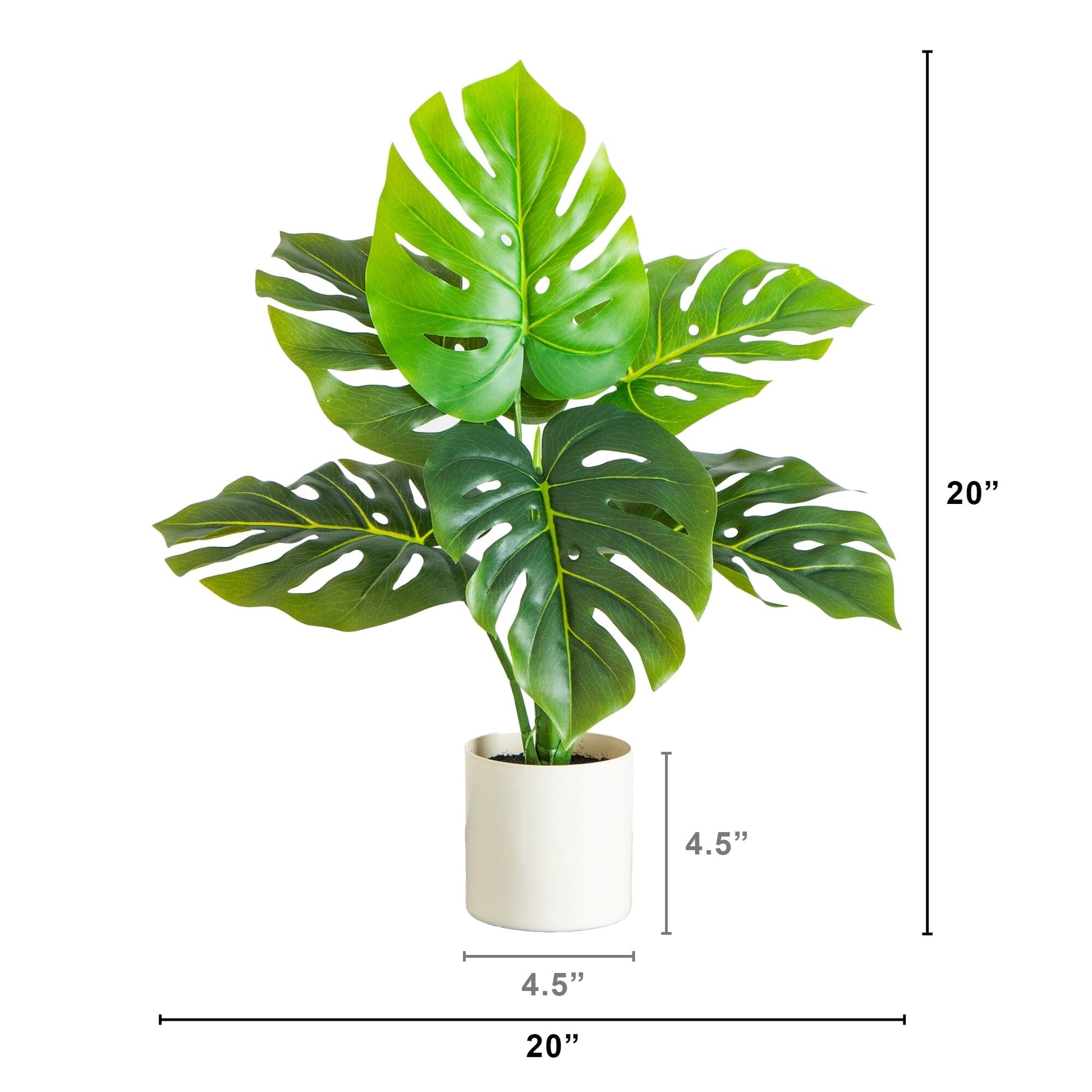 20in artificial Swiss Monstera plant in white planter Nearly Natural green foliage on Tampa Home & Garden Store