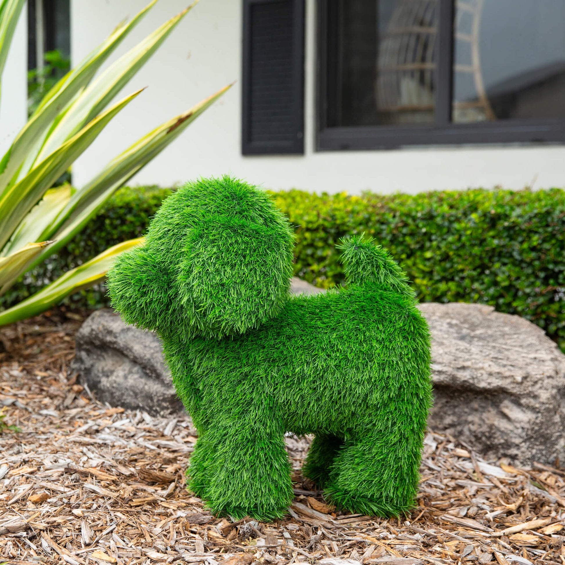 Artificial grass topiary spheres on stems 18in UV resistant Nearly Natural outdoor decor on Tampa Home & Garden Store