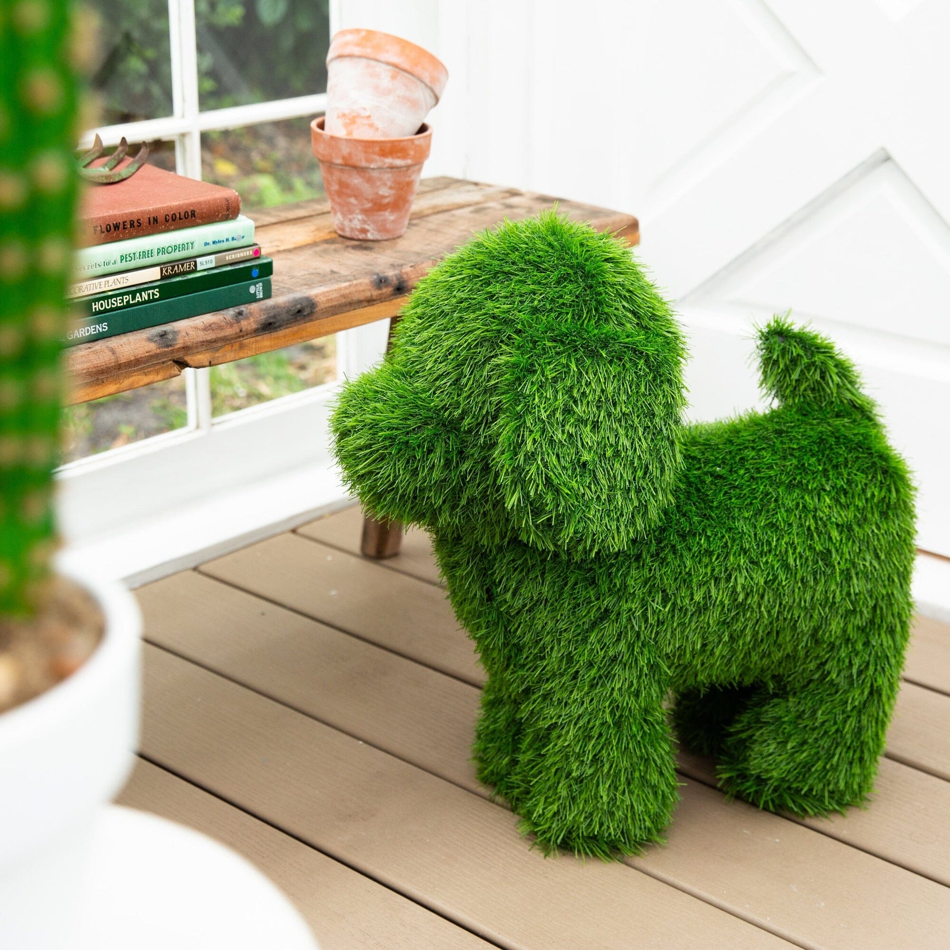 Nearly Natural 18in artificial grass topiary ball; indoor/outdoor green spheres on Tampa Home & Garden Store