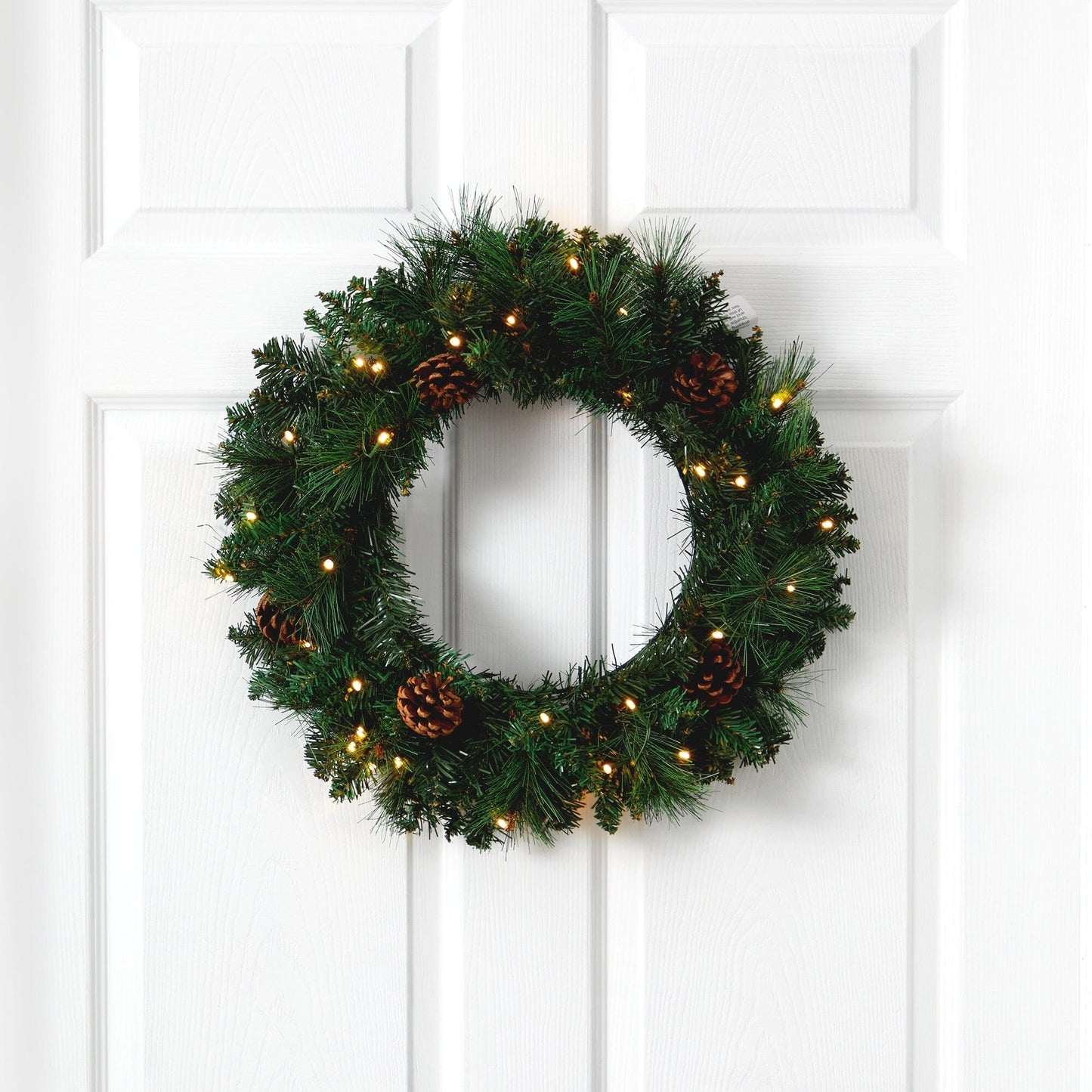 20 Pine Wreath and Led Lights with Faux Pinecones