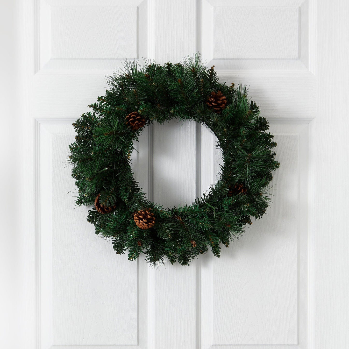 20 Pine Wreath and Led Lights with Faux Pinecones