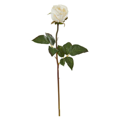 20in white rose bud artificial flower stem Nearly Natural set of 6 on Tampa Home & Garden Store