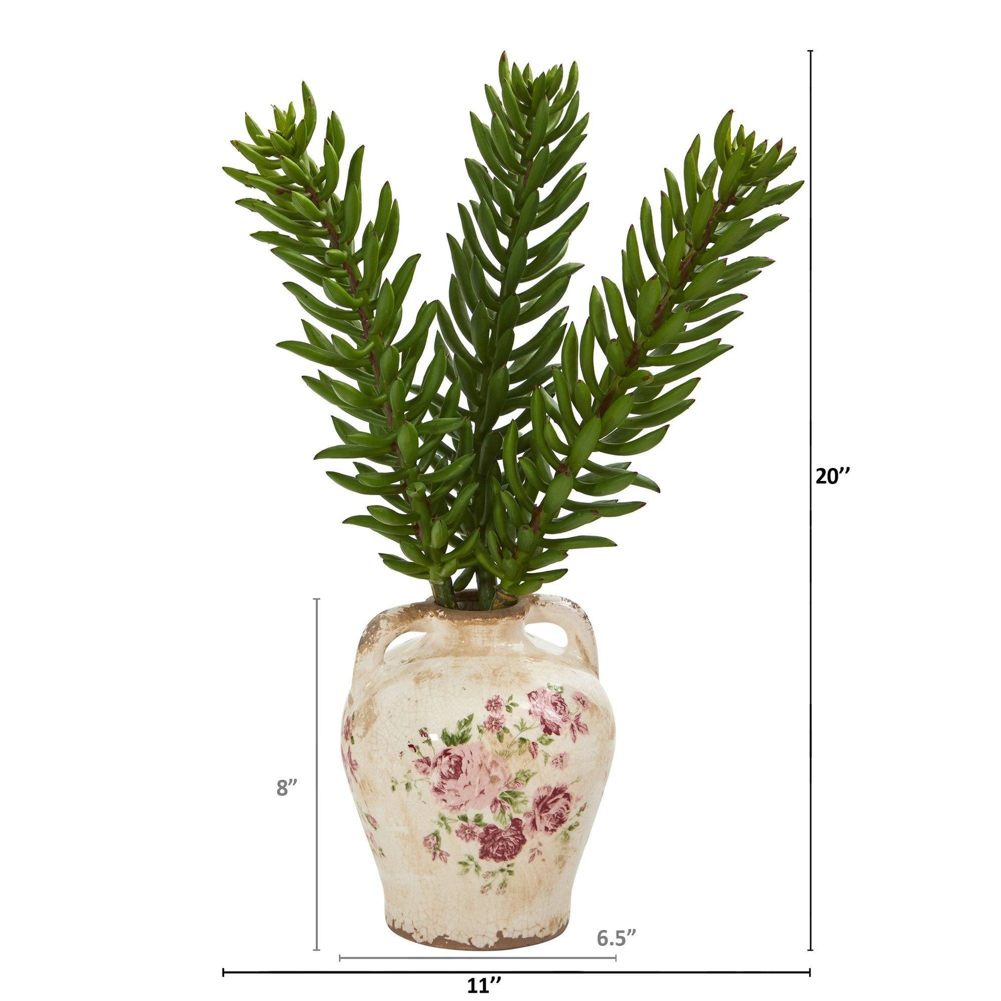 Succulent artificial plant in floral jar, green stems, Nearly Natural, 20 inches on Tampa Home & Garden Store