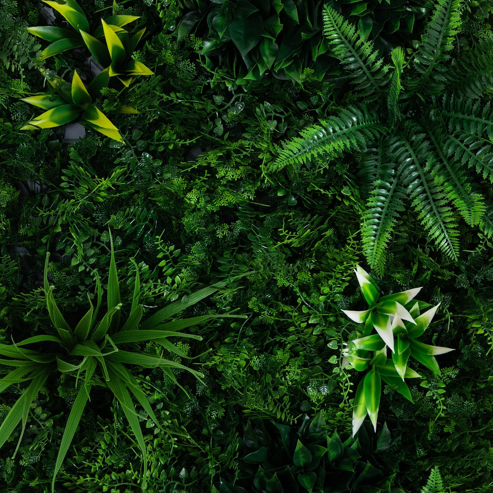 Wall Mat dense artificial Costa Rican forest foliage with green ferns and leaves on Tampa Home & Garden Store