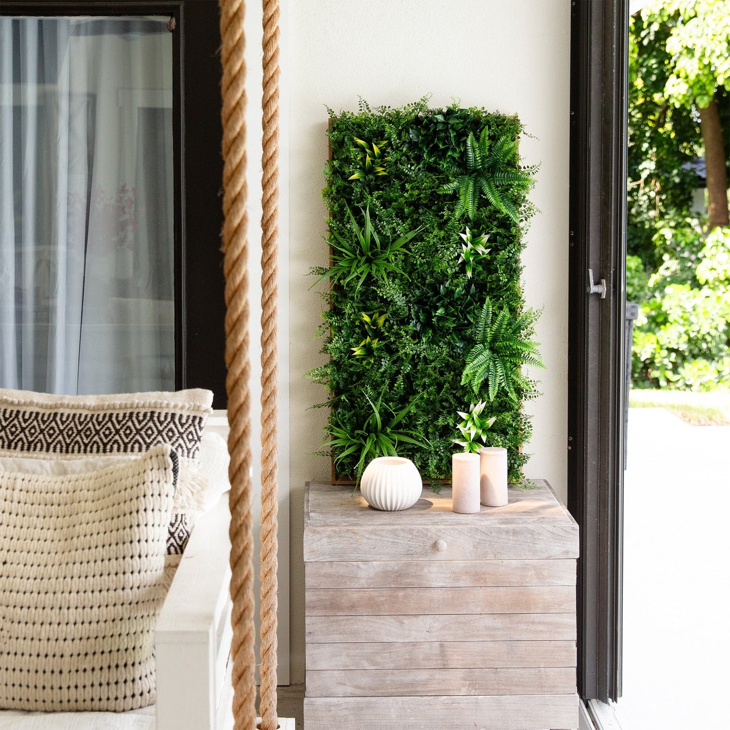Wall Mat: Nearly Natural Costa Rican Forest artificial living wall panel 20x40 in dark wood frame on Tampa Home & Garden Store