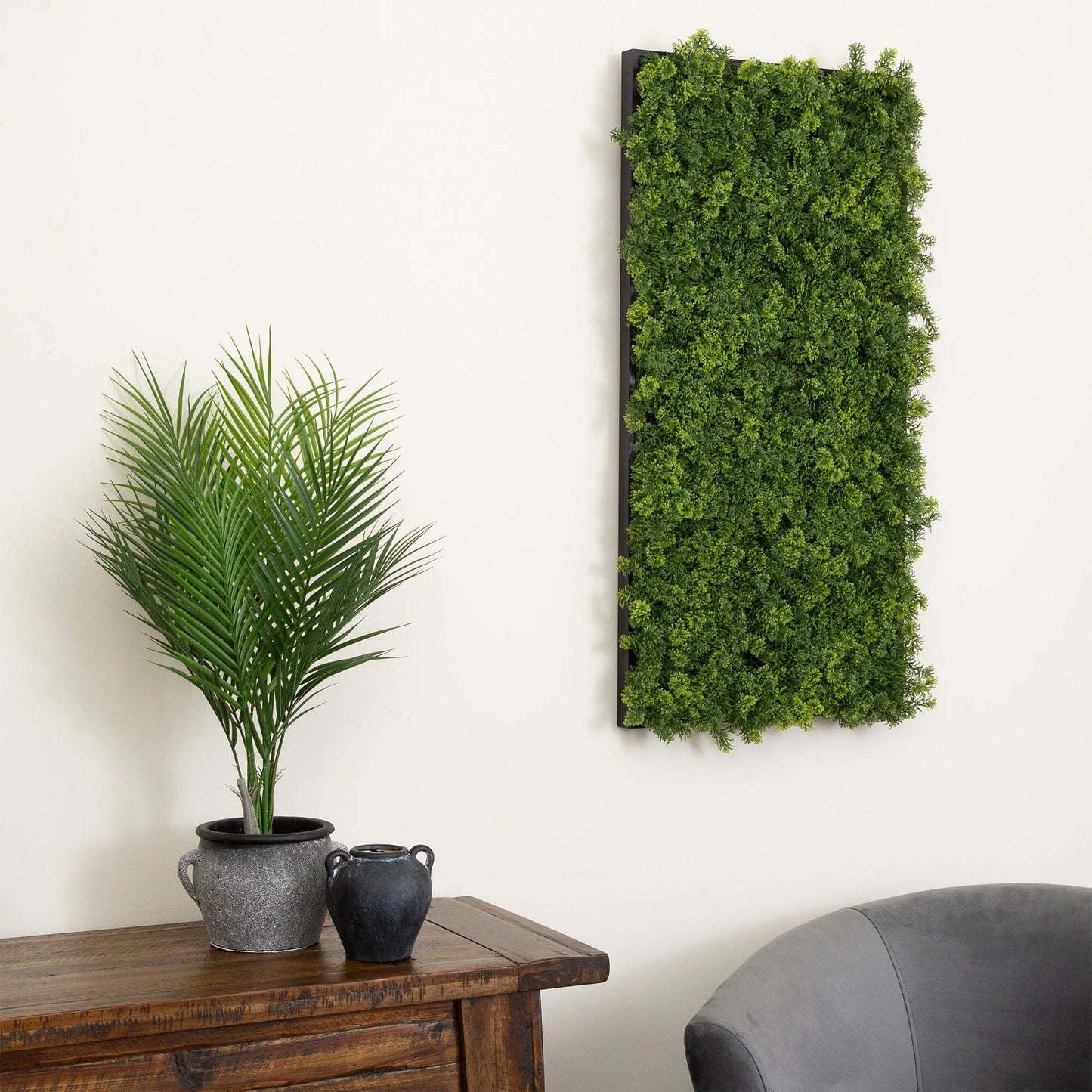 the Artificial Green Meadow Wall Panel in Black
