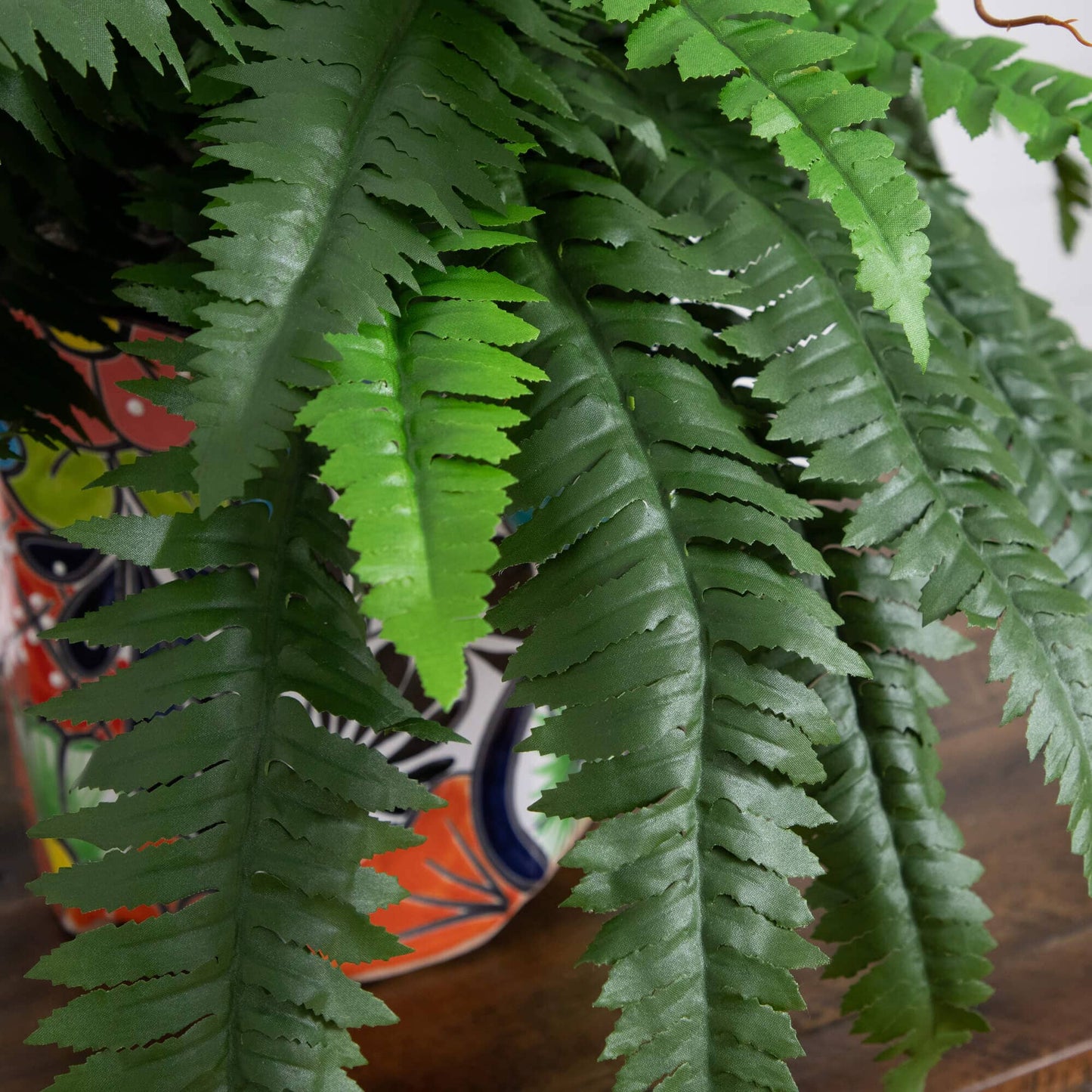 Artificial Boston Fern and a Talavera Planter