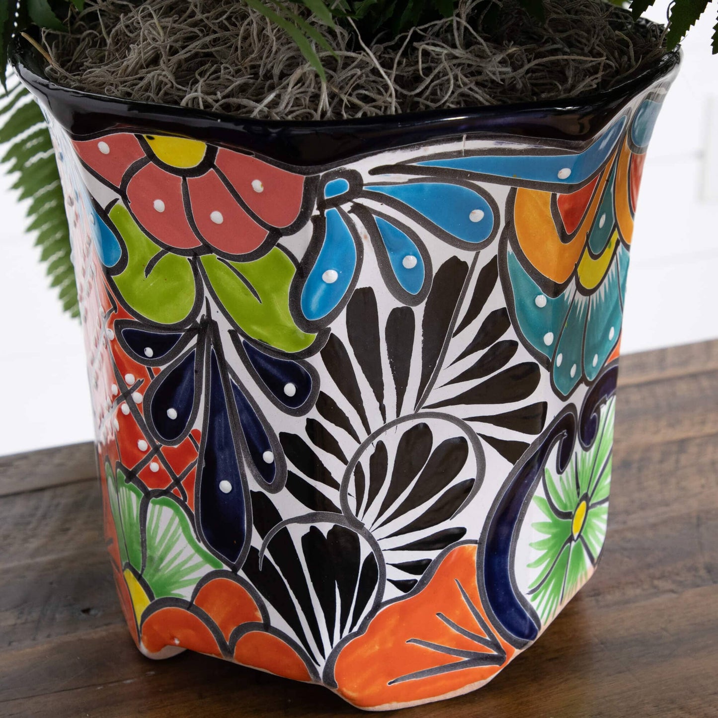 Artificial Boston Fern and a Talavera Planter