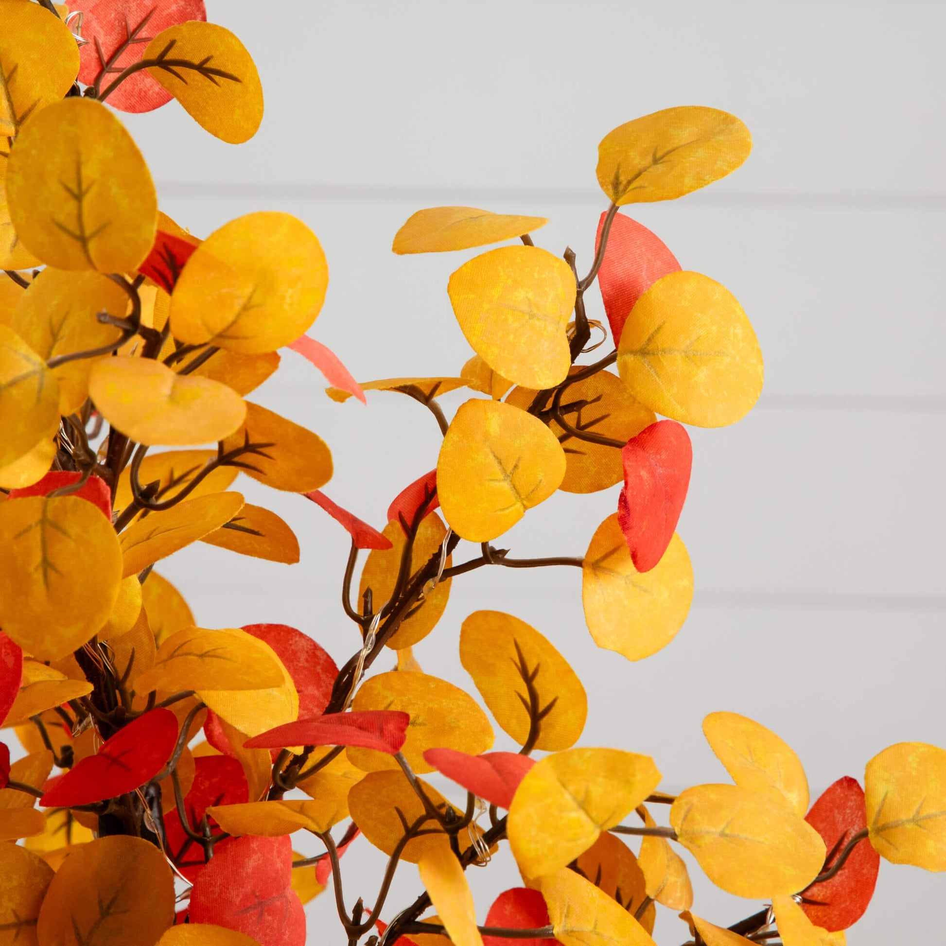 Nearly Natural 21in Pre-Lit Autumn Eucalyptus tree with 50 warm white LEDs and orange leaves on Tampa Home & Garden Store