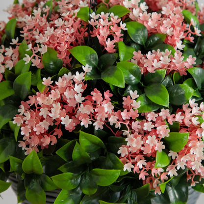 21in UV-resistant artificial mini gardenia hanging basket with pink blooms Nearly Natural on Tampa Home & Garden Store