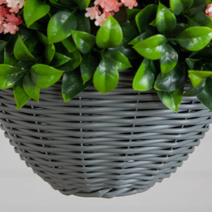 21in UV Resistant Artificial Mini Gardenia Hanging Basket with glossy leaves Nearly Natural on Tampa Home & Garden Store