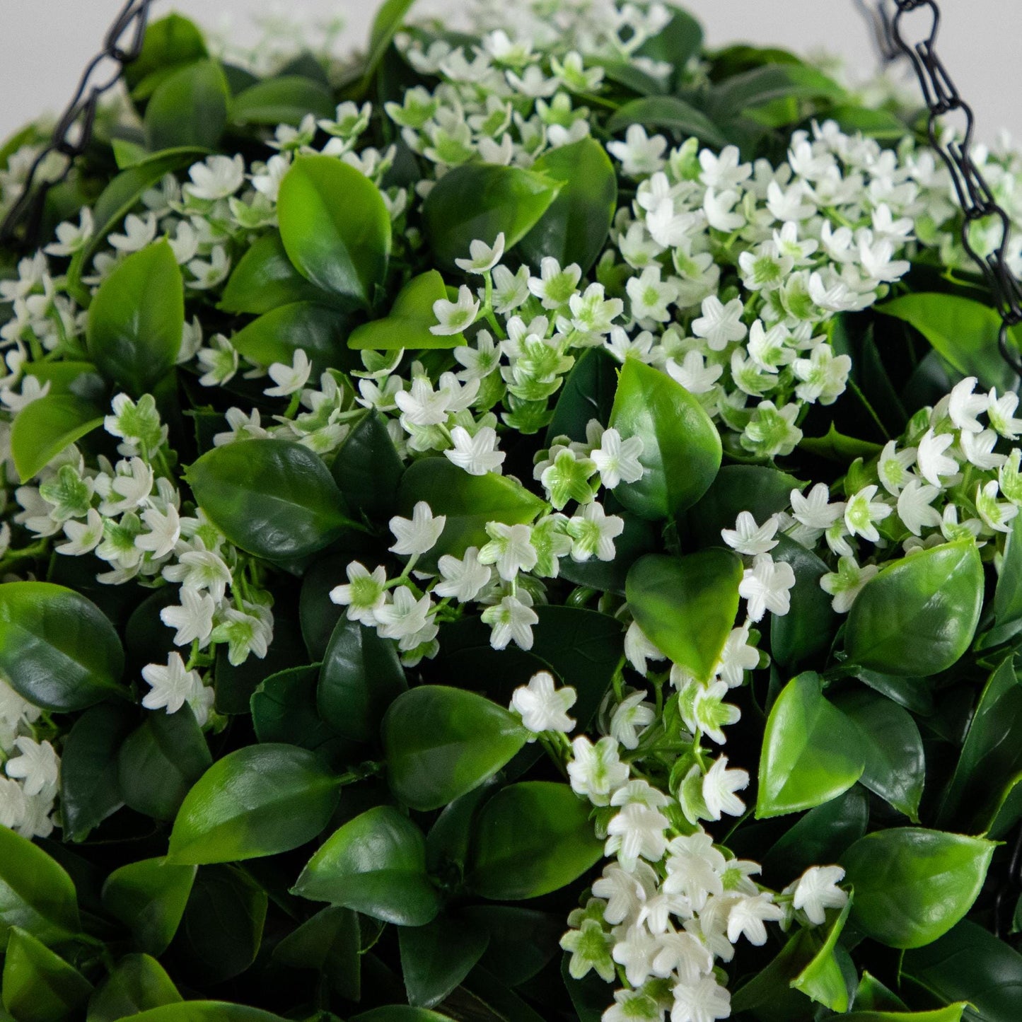 21in UV-resistant artificial mini gardenia hanging basket with green leaves and white flowers on Tampa Home & Garden Store
