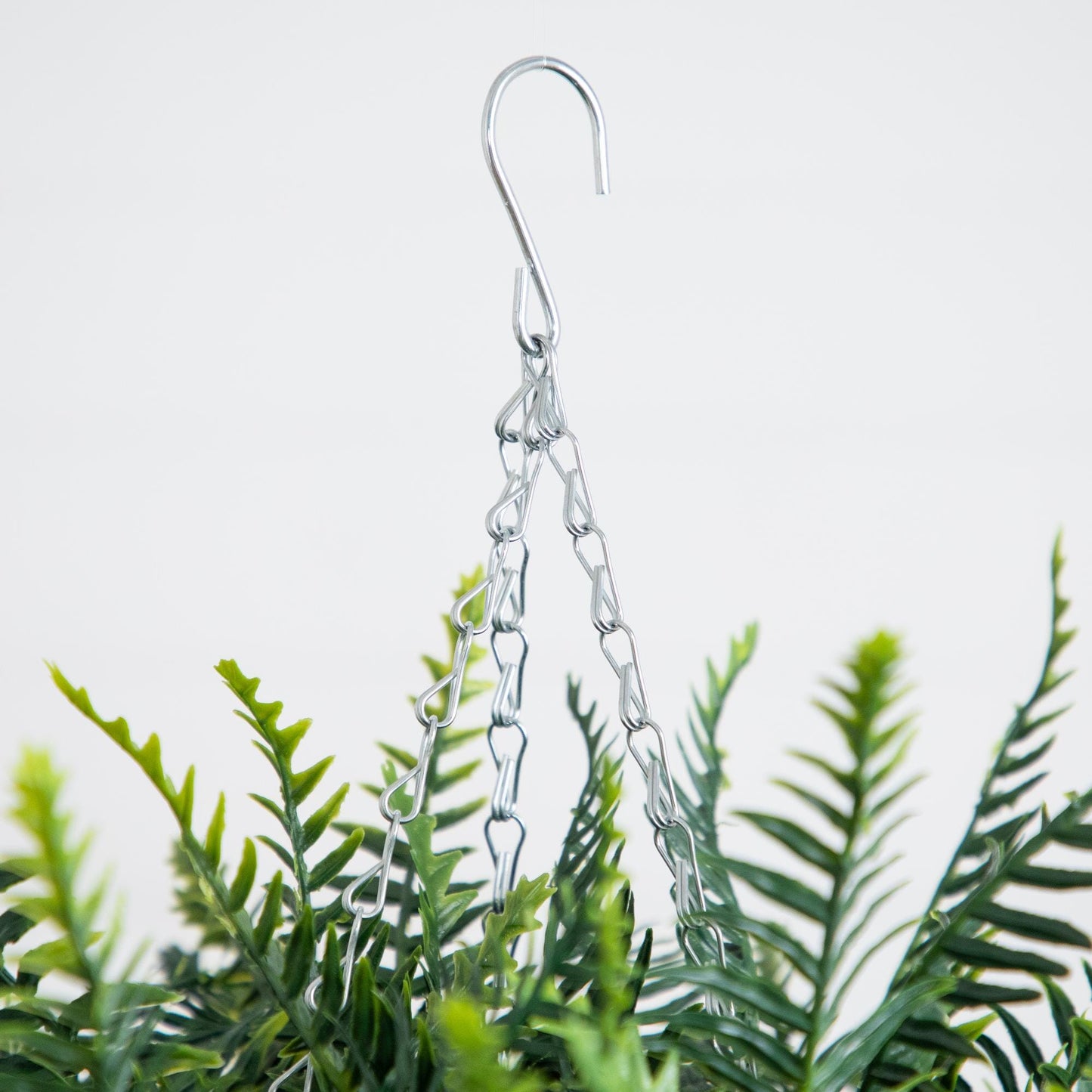 21in UV resistant artificial fern hanging basket set of 2 with metal hanging chains on Tampa Home & Garden Store