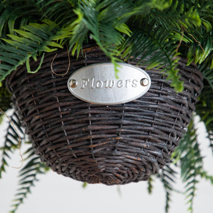 Nearly Natural 21in UV resistant artificial fern in wicker hanging basket set of 2 on Tampa Home & Garden Store