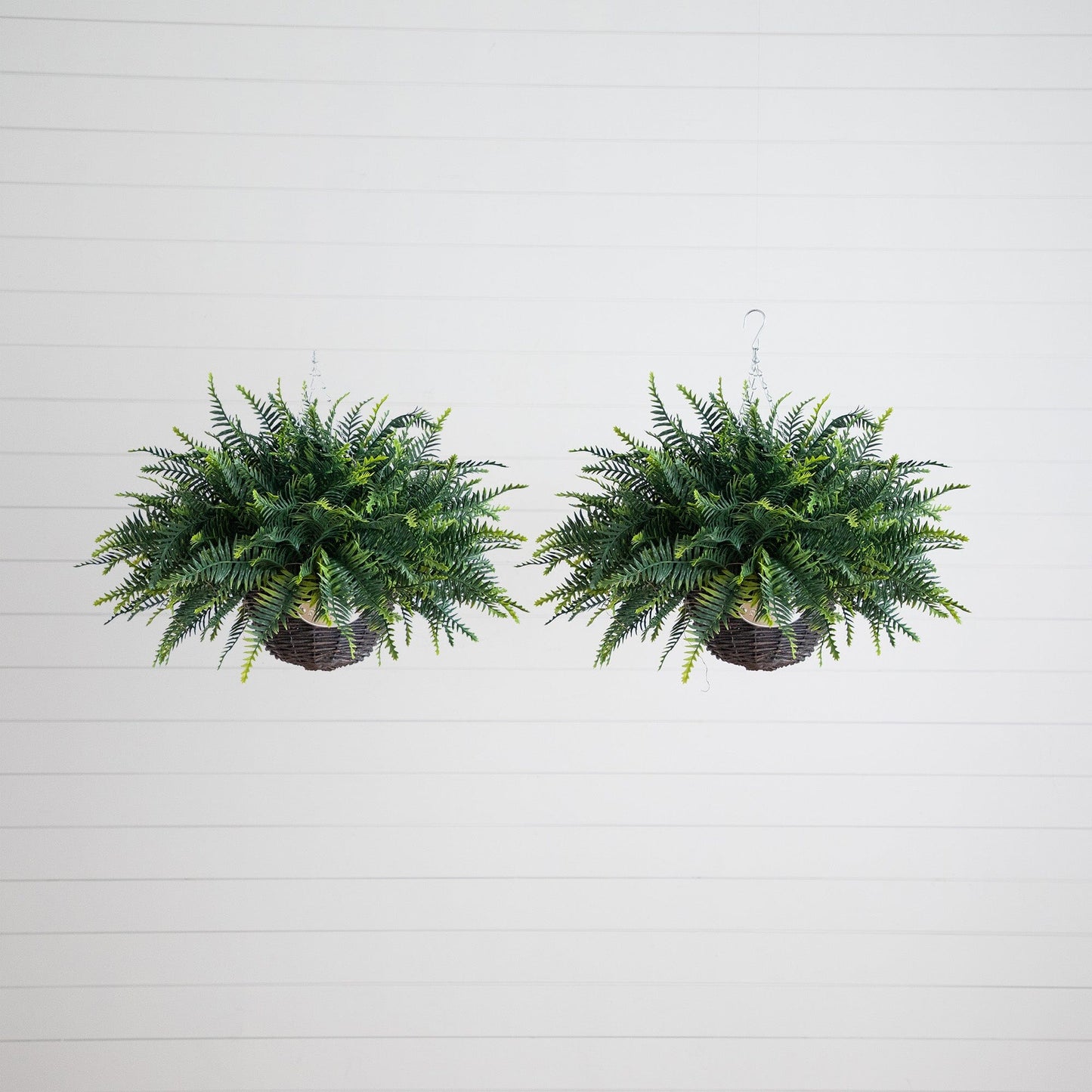 21in UV-resistant artificial fern hanging basket set of 2 Nearly Natural on Tampa Home & Garden Store