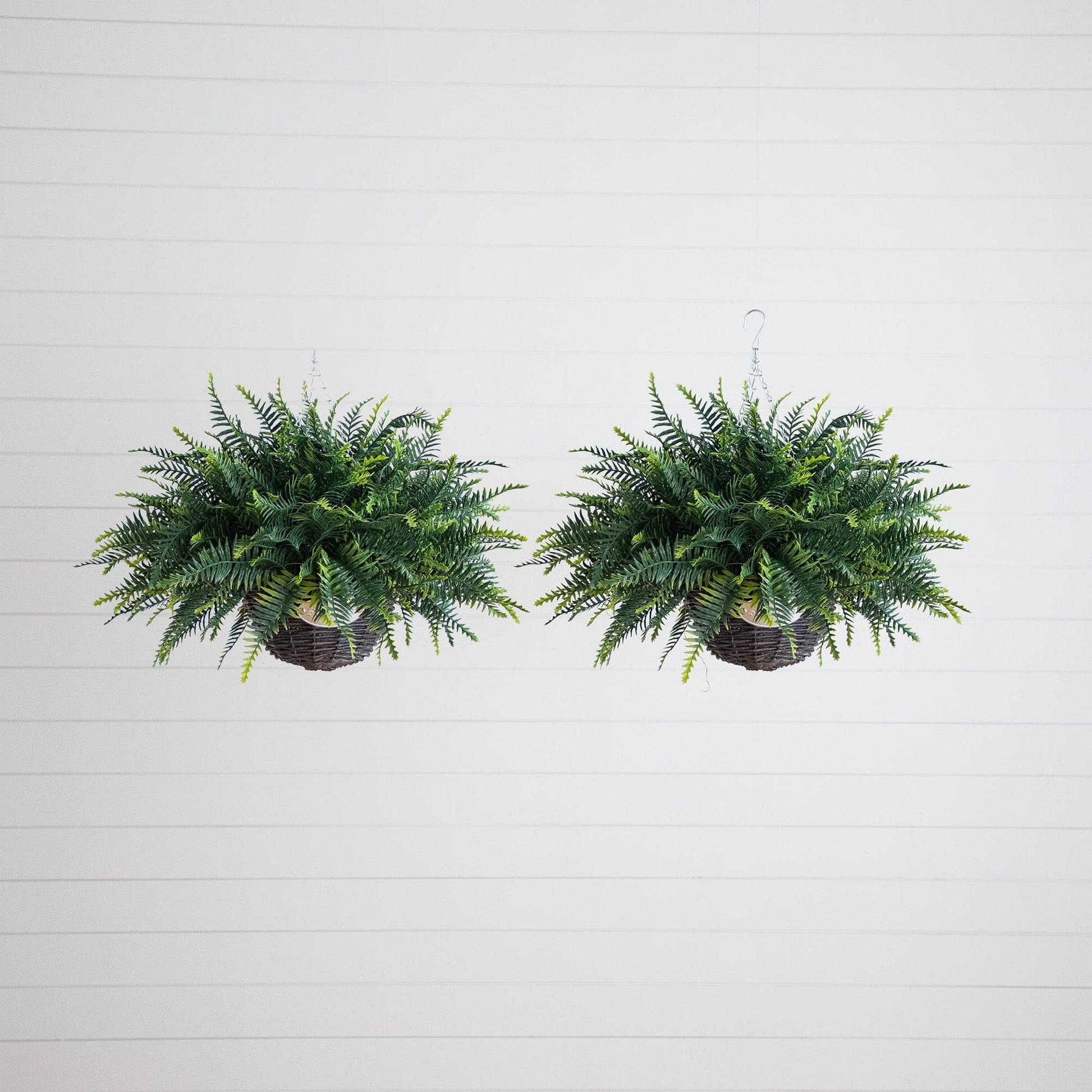 21in UV-resistant artificial fern hanging basket set of 2 Nearly Natural on Tampa Home & Garden Store
