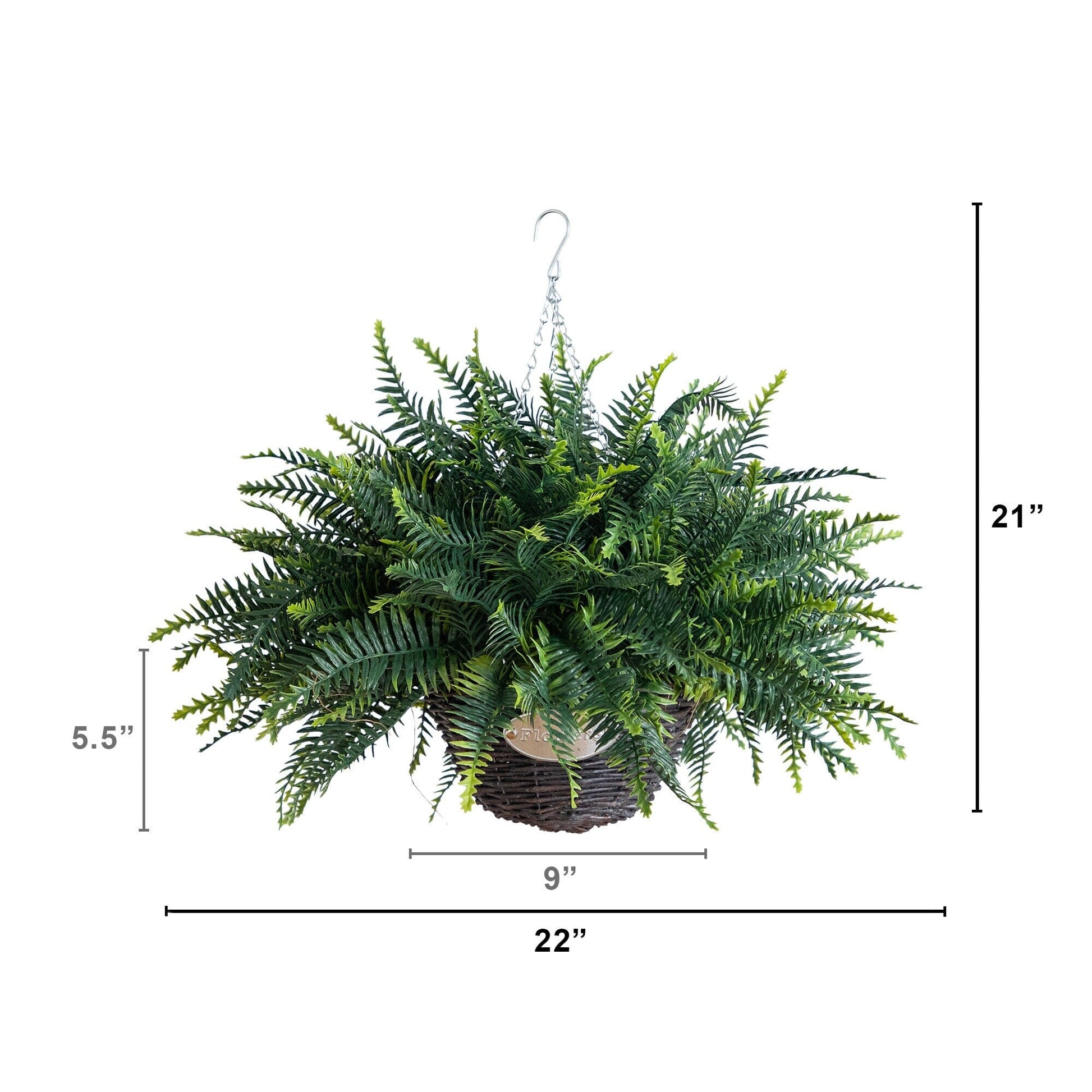 Nearly Natural 21in UV-resistant artificial fern hanging basket indoor/outdoor set of 2 on Tampa Home & Garden Store
