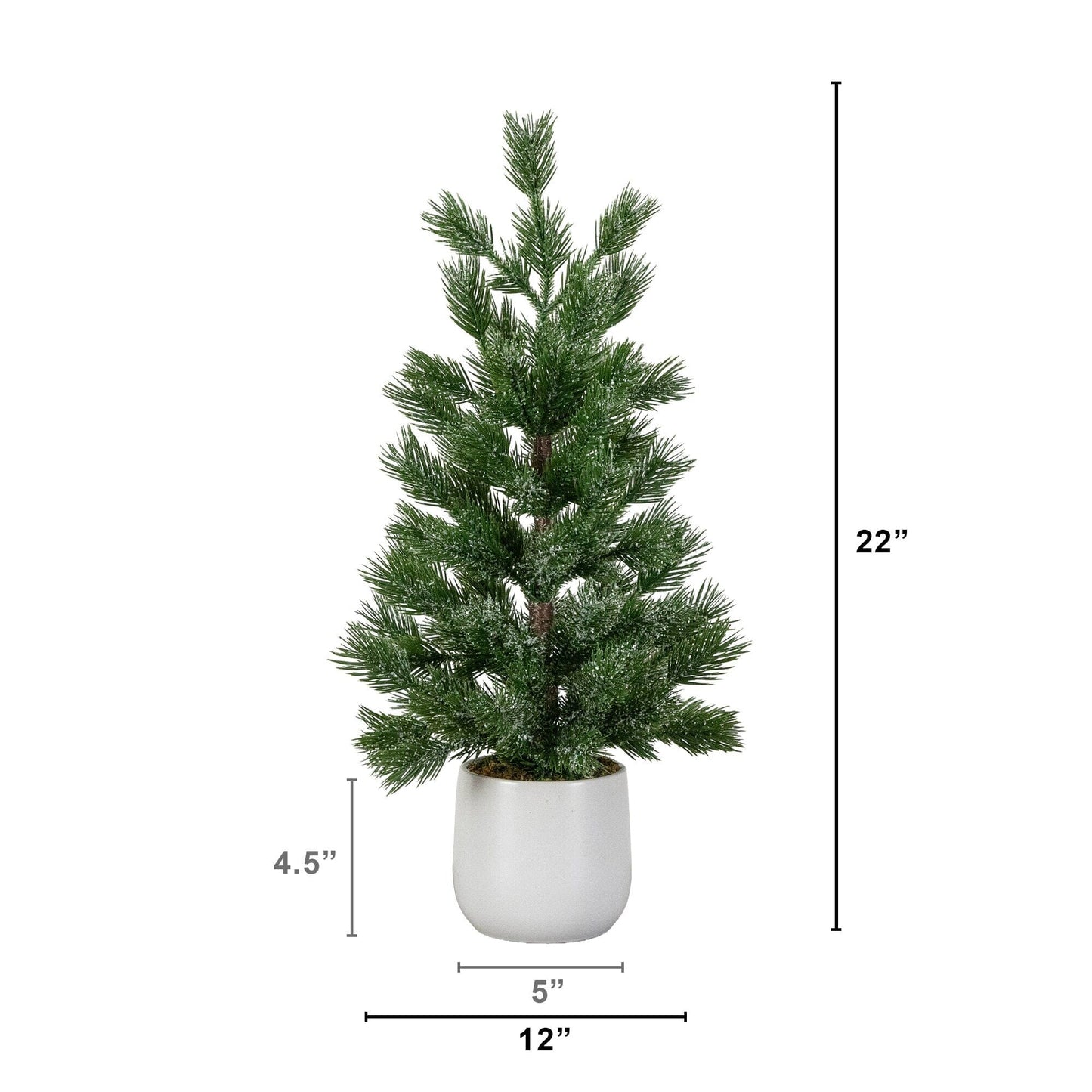 Artificial frosted Christmas tree in white ceramic planter, Nearly Natural, 22 inches tall on Tampa Home & Garden Store