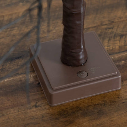 Nearly Natural 22in brown twig tree trunk on square base with visible timer switch on Tampa Home & Garden Store