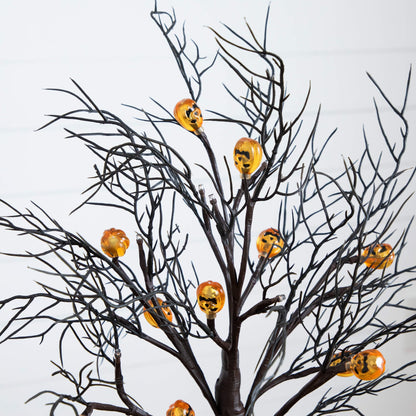 22in Pre-Lit Halloween Brown Twig Tree with 12 Orange Pumpkin LED Lights Nearly Natural on Tampa Home & Garden Store