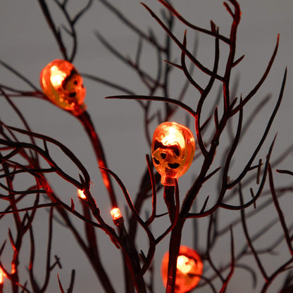 Tree Nearly Natural 22-inch brown twig Halloween pre-lit with 12 orange LED pumpkin lights on Tampa Home & Garden Store