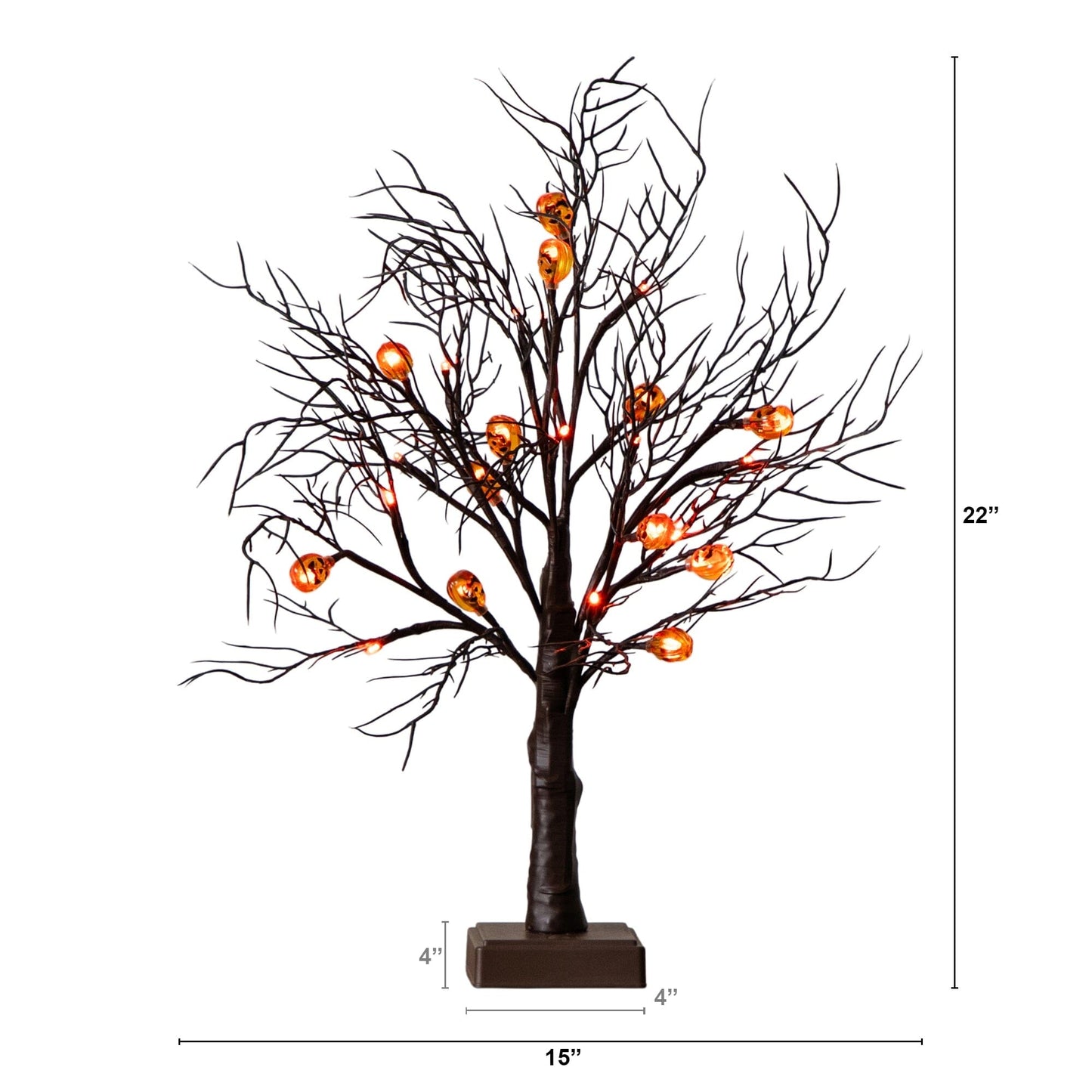 22in Pre-Lit Brown Twig Tree by Nearly Natural with 12 Orange Pumpkin LED Lights on Tampa Home & Garden Store