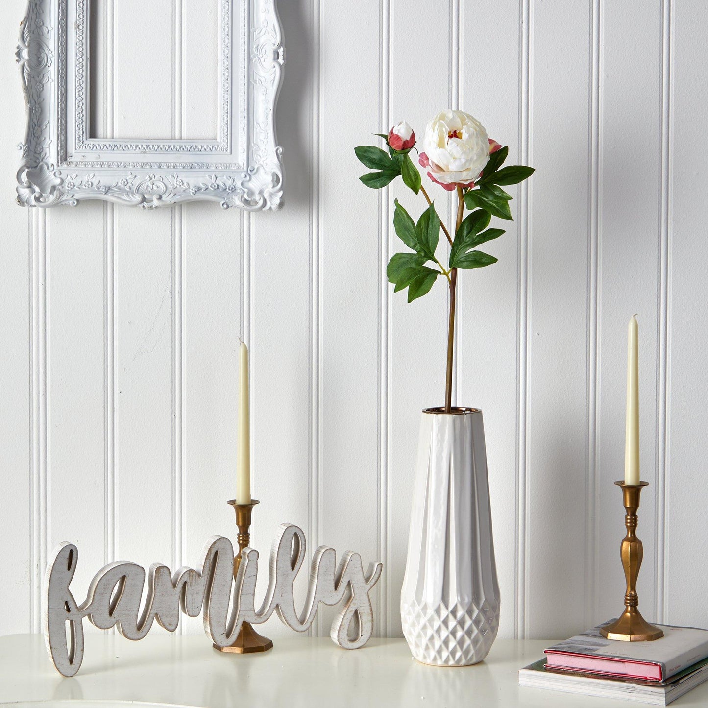 Peonía artificial de 22 pulgadas (juego de 3)