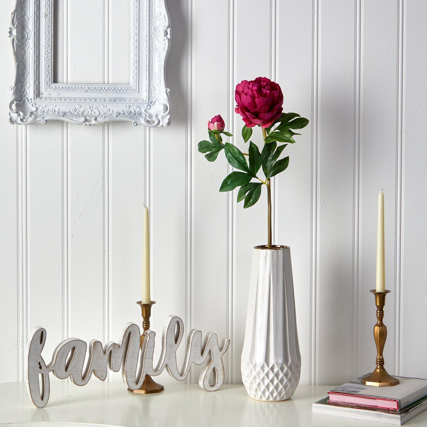 Peonía artificial de 22 pulgadas (juego de 3)