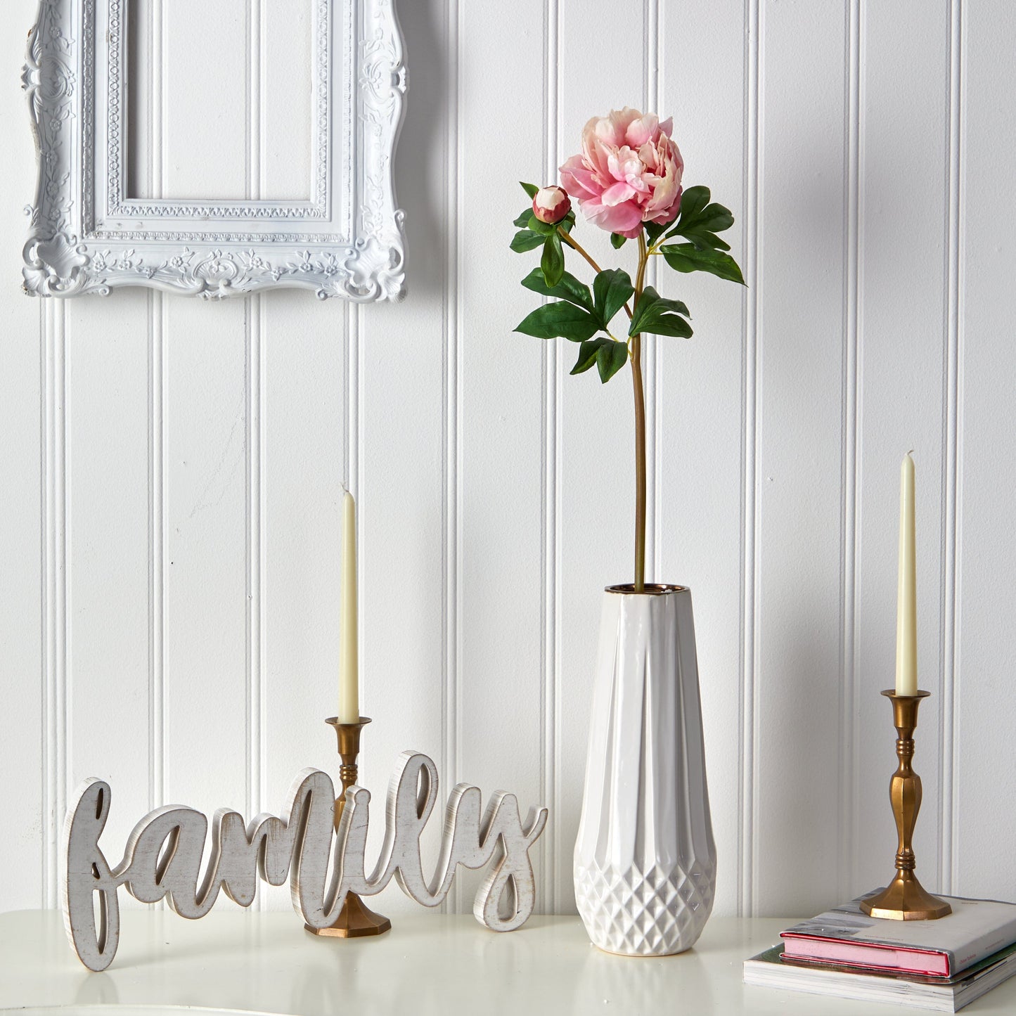 Peonía artificial de 22 pulgadas (juego de 3)