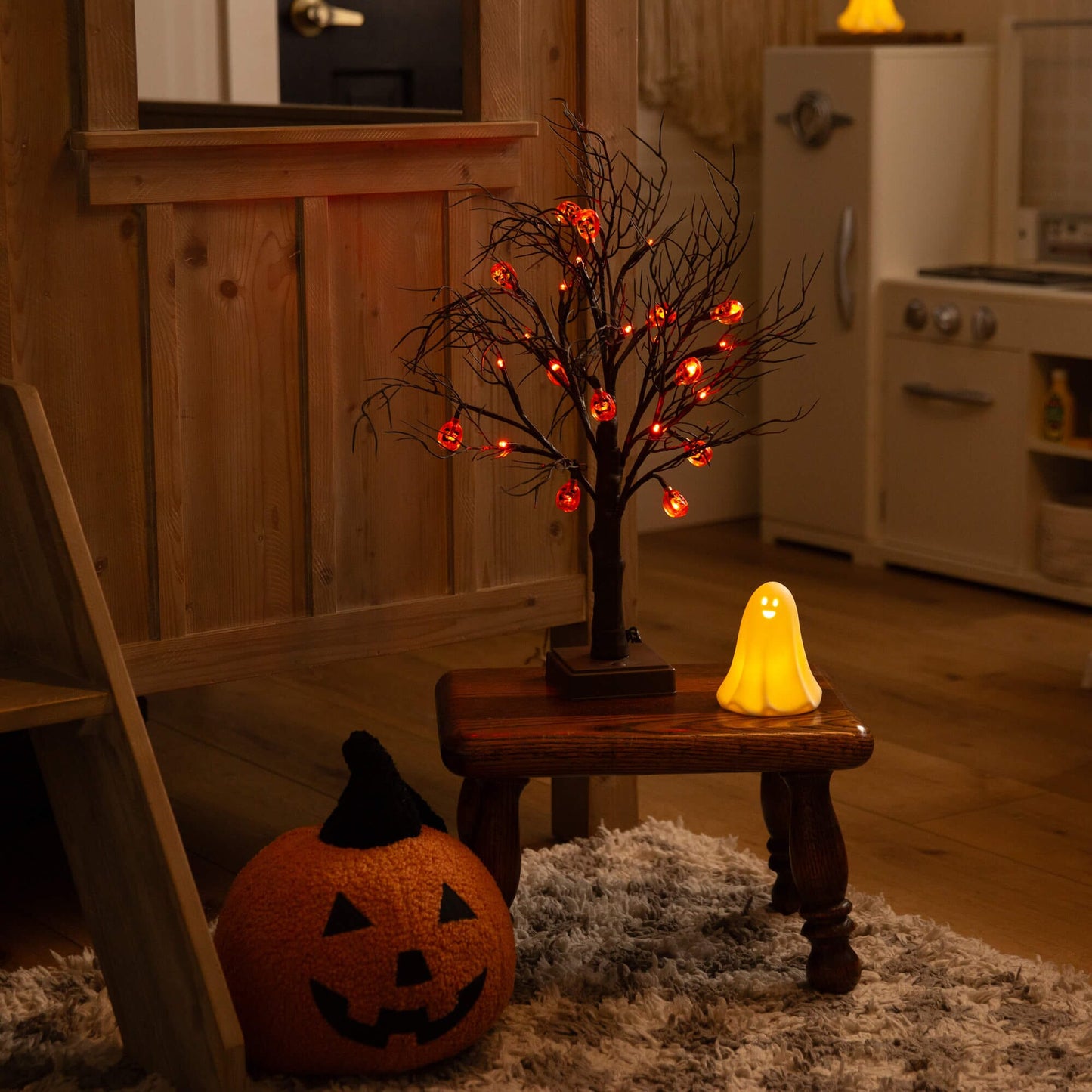 22in Pre-Lit Halloween Brown Twig Tree with 12 Orange LED Pumpkin Lights by Nearly Natural on Tampa Home & Garden Store