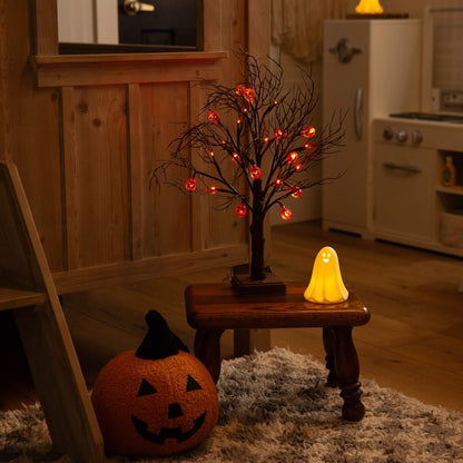 22in Pre-Lit Halloween Brown Twig Tree with 12 Orange LED Pumpkin Lights by Nearly Natural on Tampa Home & Garden Store