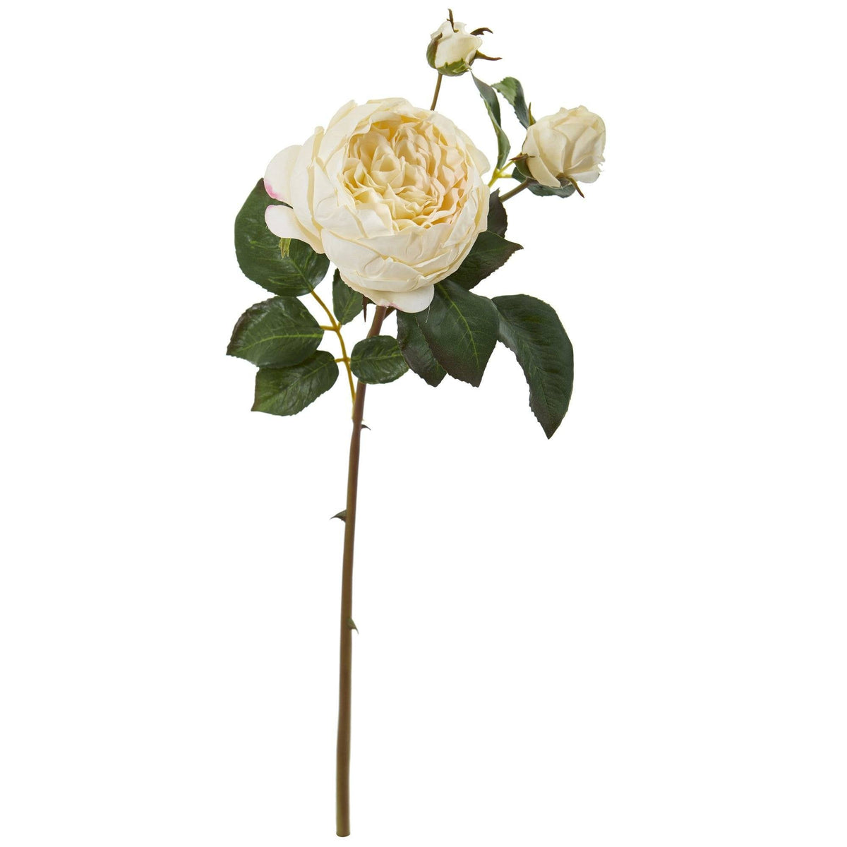Nearly Natural 22in cream rose artificial flower stem set of 6 with green leaves on Tampa Home & Garden Store