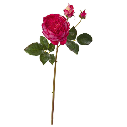 22in Rose Artificial Flower stem with pink bloom and buds, Nearly Natural on Tampa Home & Garden Store