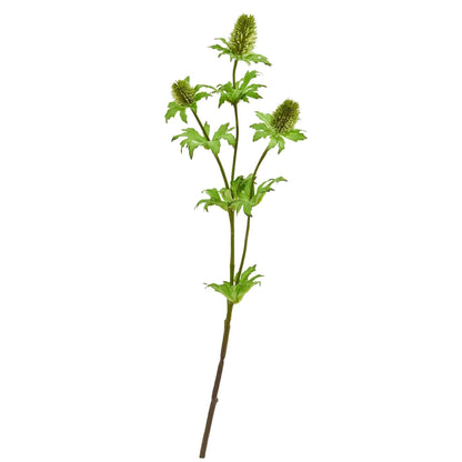 22in Thistle artificial flowers by Nearly Natural, set of 12, 3 green stems with spiky blooms on Tampa Home & Garden Store